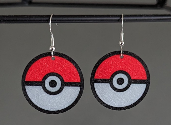 pokemon pokeball earrings by krazi201 fashion earring jewellery keychain 3d print model - Mito3D