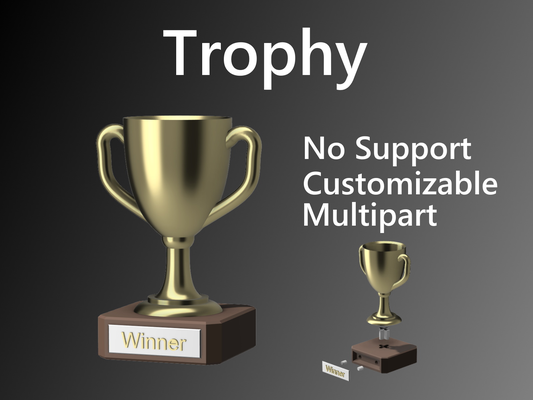 trophy cup customizable by toys stuff art sculptures trophycup award winner place multipart multicolor no support supports plate patch tag badge 3d print model - Mito3D