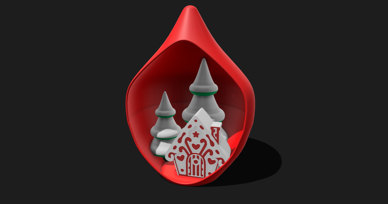 inverno globo cena v2 by tiro sorte casa decoração cenário árvore aguentar xmass natal 3d print model - Mito3D