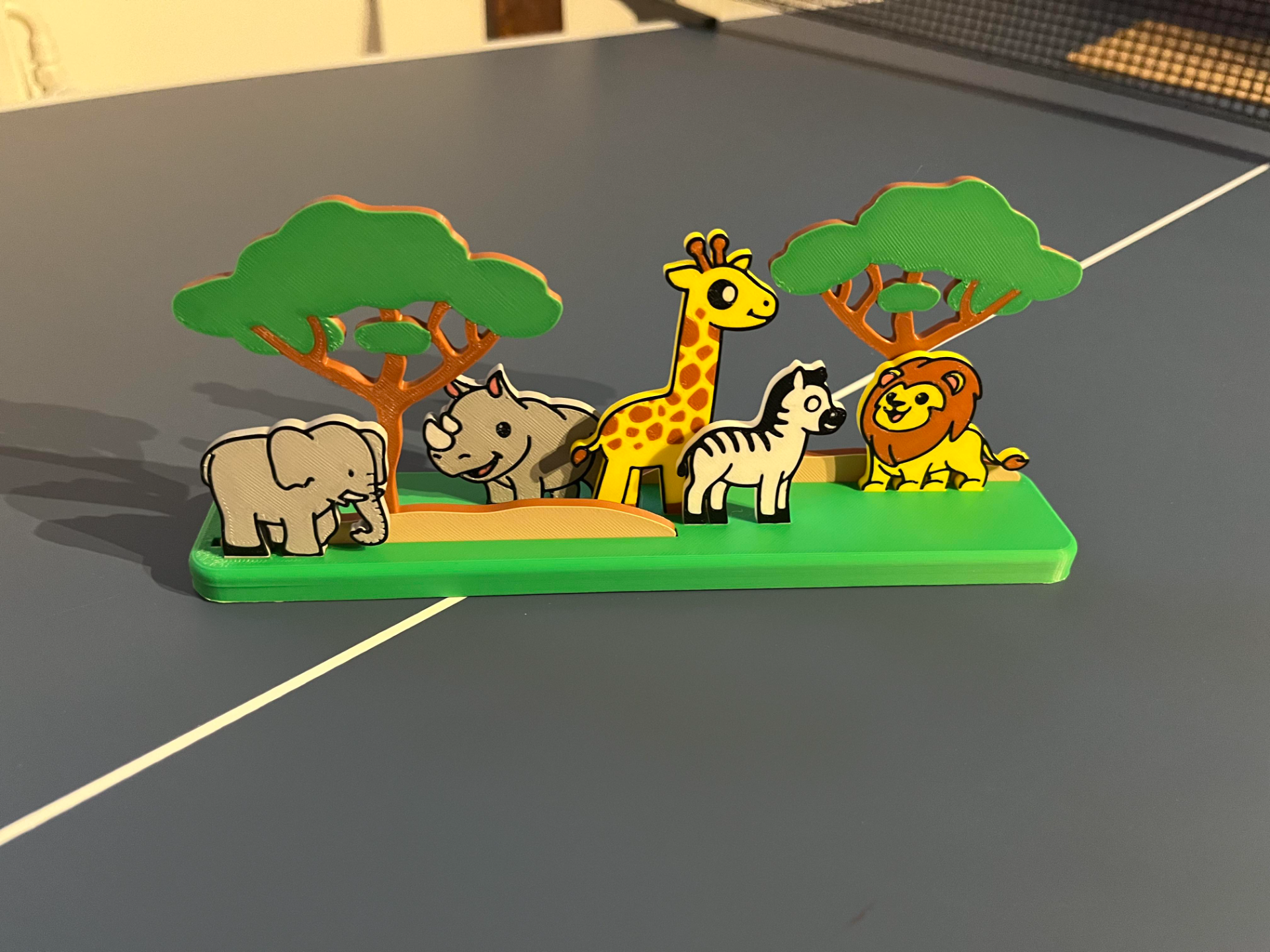 savane animaux no colle by impression ours art modèles amusement couleurs girafe zèbre rhinocéros l'éléphant lion arbre arbres jaune marron gris noir blanc rose vert bronzer facile assembler multicolore imprimé animal stands 3D print model - Mito3D