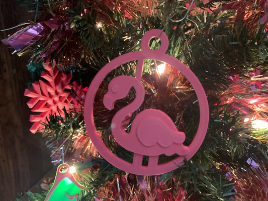 christmas ornament - flamingo circle remixed by nairb3d household festivities decor tree xmas design navidad 3d print model - Mito3D