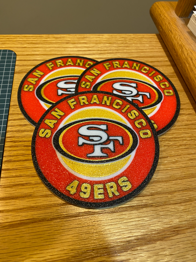 san francisco 49ers coasters set of 4 by cybr3d hobby & diy sport outdoors coaster football drink beverage beer soda pro 3d print model - Mito3D