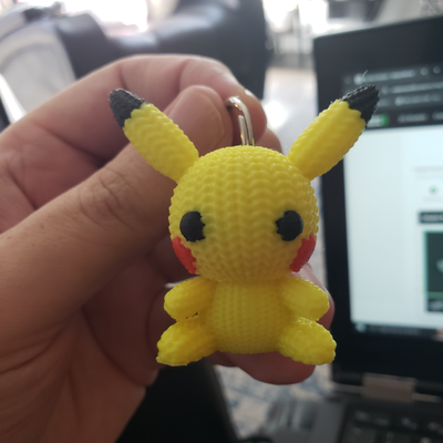 amigurumi pikachu keychain by vrsculpts miniatures creatures pokemon crochet knitted charmander squirtle bulbasaur 3d print model - Mito3D