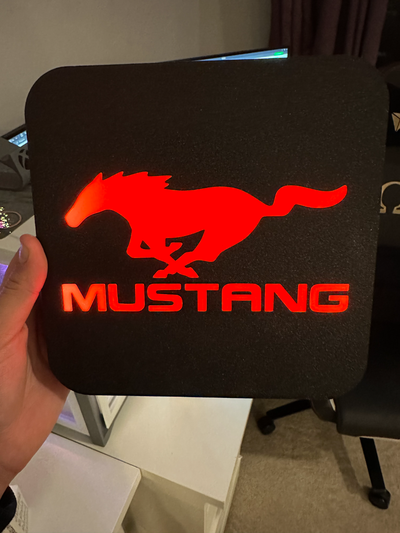 mustang logo luce scatola by dylanslightbox passatempo fai elettronica guidato lightbox guado lampada 3d print model - Mito3D