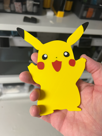 pikachu pokemon insignia creado by my hijo 3dprintcraft juguetes juegos caracteres pika personaje firmar 3d print model - Mito3D
