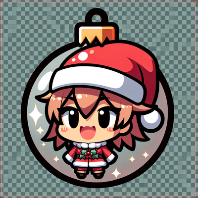 chibi christmas cheer ornament by frikzone3d household festivities anime festive holiday santa hat cute manga decor 3d print kawaii characters xmas yuletide 3d print model - Mito3D