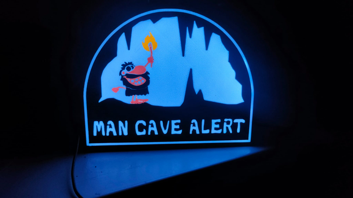 light box man cave - alert by personal3d art signs & logos lightbox led sign 3d print model - Mito3D