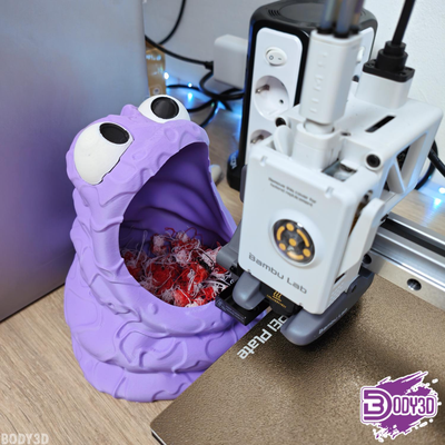 waste eater a1 mini by body3d 3d printer accessories poop pooh monster box bin chute cute fun cool kawaii creature lol nosupport nosupports support supportless free rinse rinsing funny 3d print model - Mito3D