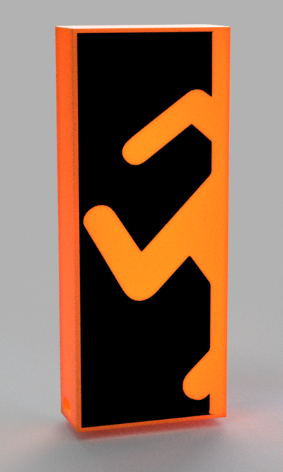 orange portal led lampe by beetee 3d kunst zeichen logos öffnung aperturesscience buch buchstütze testen kuchen licht box leuchtkasten portal2 videospiel 3d print model - Mito3D