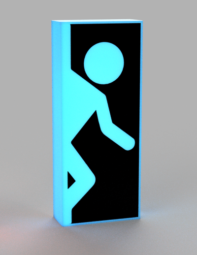 blau portal led lampe by beetee 3d kunst zeichen logos öffnung portal2 videospiel aperturesscience buch buchstütze testen kuchen licht box leuchtkasten 3d print model - Mito3D