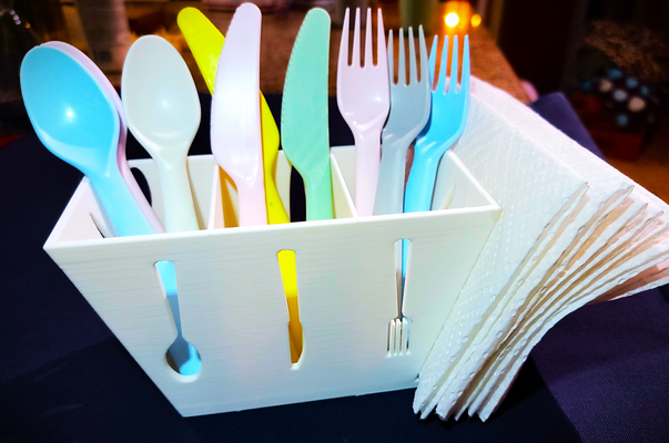 tavolo posate tovagliolo titolare supporto by d newman domestico casa modelli cucina cucchiaio forchetta coltello organizzatore organizzazione 3d print model - Mito3D