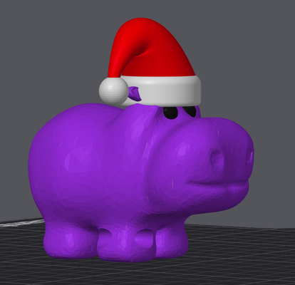 christmas hippo remixed by marottadc household festivities ornament hippopotamus holiday fun kids 3d print model - Mito3D