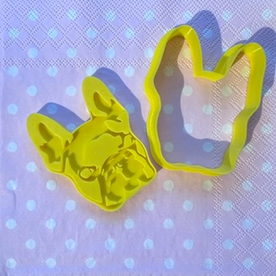 français bouledogue cuisinier timbre by dottyjuin loisir diy cuisson biscuit coupeur frenchie chien 3d print model - Mito3D