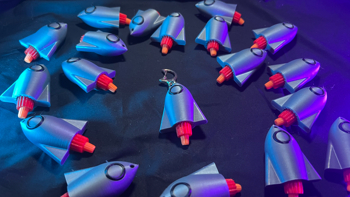 itsboyinspace rocket keychain by art sculptures tiktok multicolor 3d print model - Mito3D
