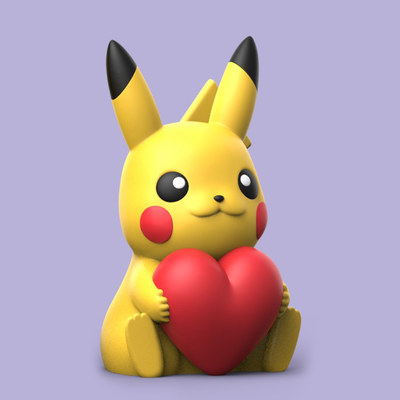 pokemon-valentine pikachu no support by snapprint3d supercrazyprints toys & games characters pokemon valentine gengar eevee bulbasaur squirtle charmander 3d print model - Mito3D