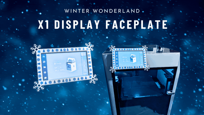 winter wonderland x1 printer faceplate by head concepts 3d accessories winter-themed snowflake embellished x1c touchscreen cover christmas tree border festive overlay holiday design screen snowscape decor frosty art joy on whirlwind snow 3d print model - Mito3D