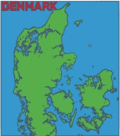 carta geografica of danimarca by 3dprintedinspain arte modelli sbarcare oceano geografia acqua 3d print model - Mito3D