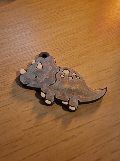 baby triceratops keychain by wickieprints art models dino dinosaur jurassic park keyring sleutelhanger bag hanger 3d print model - Mito3D