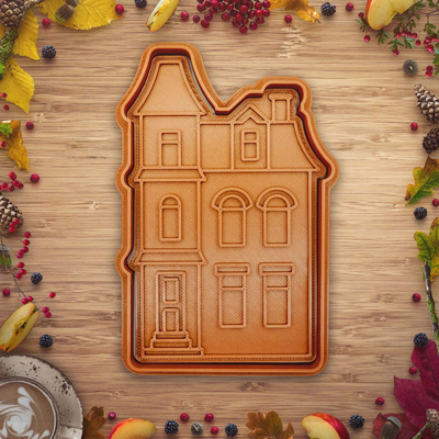 christmas house cookie cutter stamp 03 by indibles hobby & diy 2023 2024 christmascookie christmascookiecutter christmascookiestamp cookies cookiescutter cookiesstamp cookiestamp clay cutters play-doh 3d print model - Mito3D