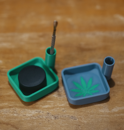 tool holder tray dabs by josh-3d household house models 420 concentrates wax pot weed marijuana toolholder leaf 3d print model - Mito3D