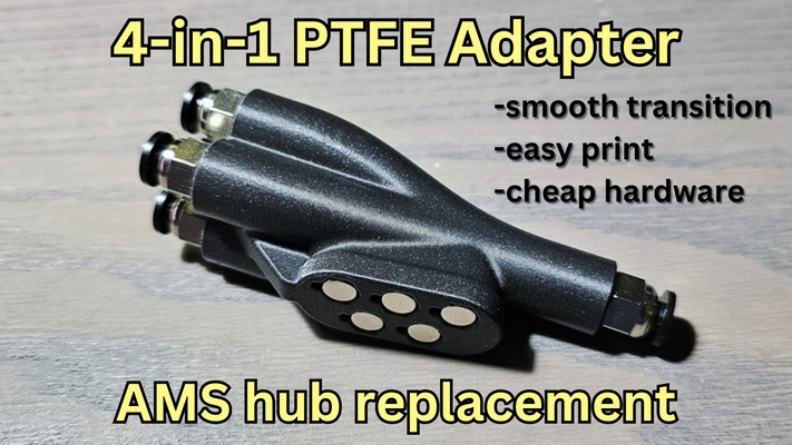 4 in 1 ptfe adaptador by explicação 3d impressora acessórios ams acessório amshub cubo divisor pc4 m10 01 suave caixa seca mod amfix 3d print model - Mito3D