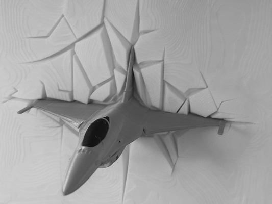 wall breaking f 16 uçak by 3dprintable art sanat modeller duvar 3d print model - Mito3D