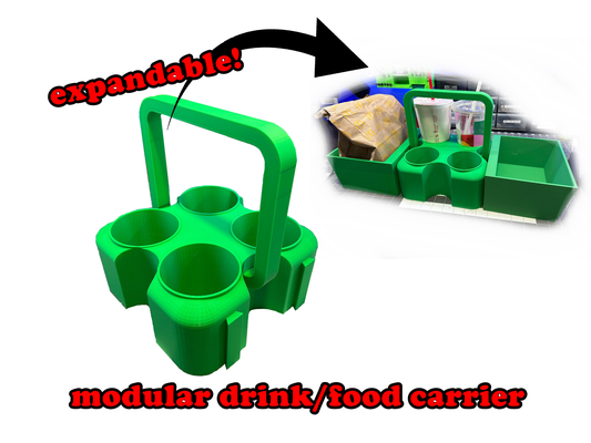 expandable drink fast food carrier by mopar2511 household house models kitchen carry modular party event gift gifts christmas years 3d print model - Mito3D