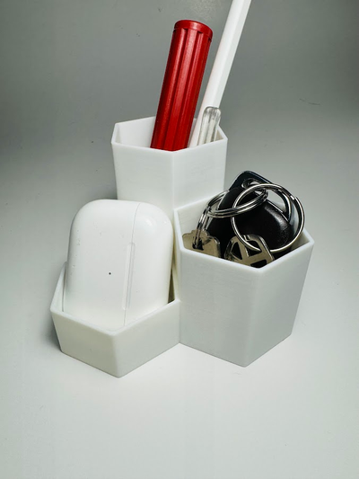 modular caneta copo minimalista by 3dfolio casa escritório moderno simples hexágono impressão projeto legal favo mel caixa armazenamento lápis mínimo minamilista 3d print model - Mito3D
