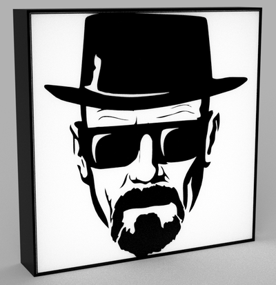 walter bianca heisenberg guidato lampada by beetee 3d arte segni loghi breaking bad rottura male white meth droghe televisione tv led luce scatola lightbox 3d print model - Mito3D
