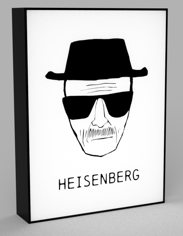 walter bianca heisenberg guidato lampada by beetee 3d arte segni loghi rottura male breaking bad white televisione tv led luce scatola lightbox 3D print model - Mito3D