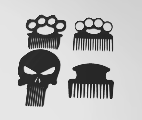 beard combs set by orangess fashion models comb skull moustache hreben crest barber shop barbershop care 3d print model - Mito3D