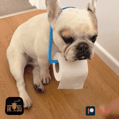 poop pup 2000 - run out of toilet paper by ik3digital household pets roll holder bathroom accessory pet dog cat collar 3d print model - Mito3D