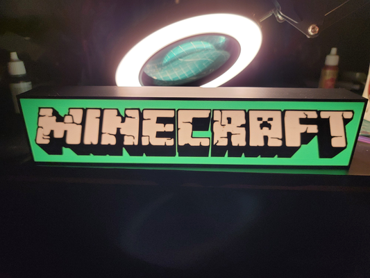 minecraft logo ışık kutu by 3dmammoth sanat işaretler logolar mojang zanaat işaret ender sarmaşık steve iskele elmas 3d print model - Mito3D
