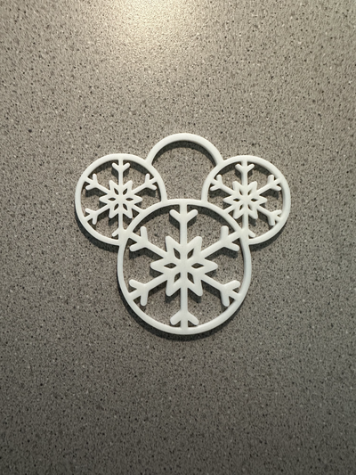 snowflake mickey ears ornament by 3d imagineer household decor mouse disney christmas zipper pull decoration 3d print model - Mito3D