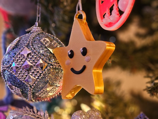mignonne smiley étoile noël arbre ornement by cyberjo50 ménage décor décoration vacances 3d print model - Mito3D