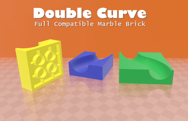 double courbe hubelino compatible remixé by bambam conception éducation modèles duplo marbre brique legoduplo 3d print model - Mito3D