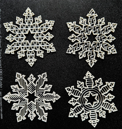 snowflake pack exposed infill patterns by black glovz household festivities christmas 2023 2024 2d coaster collection cookie cutter snow ball bird decor decoration mural noel decorational p1p p1s ams x1c a1 lid riser accesories keychain ghost santa led light hang 3d print model - Mito3D