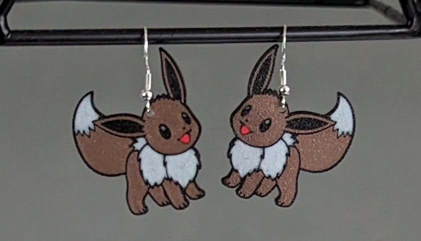 pokemon eevee earrings by krazi201 fashion earring jewellery keychain 3D print model - Mito3D