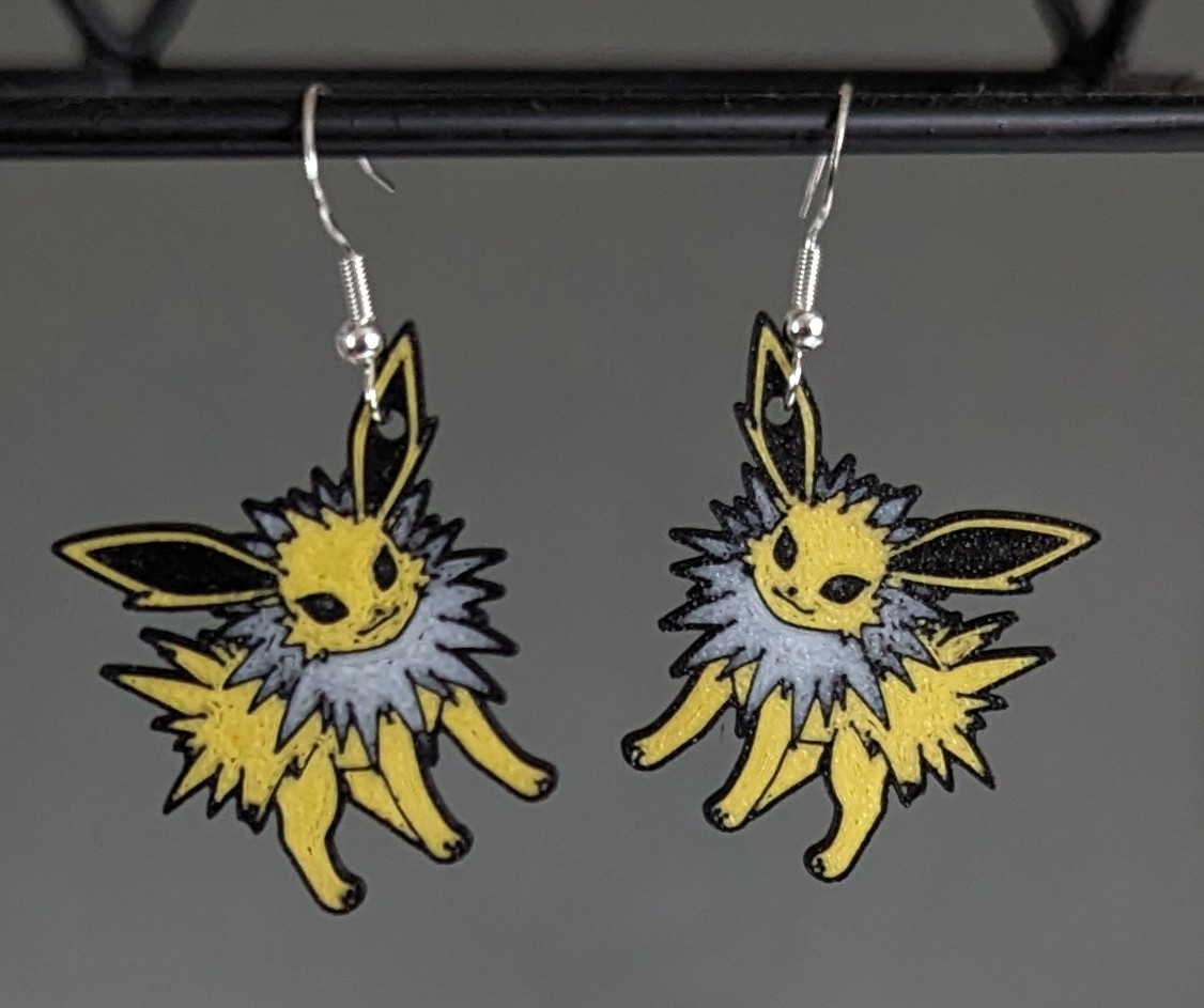 pokemon jolteon earrings by krazi201 fashion earring jewellery keychain 3D print model - Mito3D