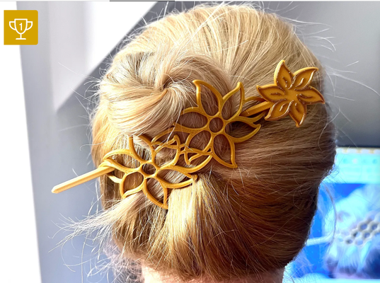 flowers slide hair clip by 3d servis fashion models 3d print model - Mito3D