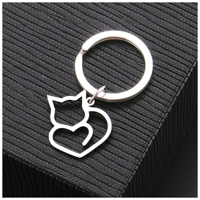 cat pendant by 3d servis art signs & logos kocka privesek keychain heart 3d print model - Mito3D