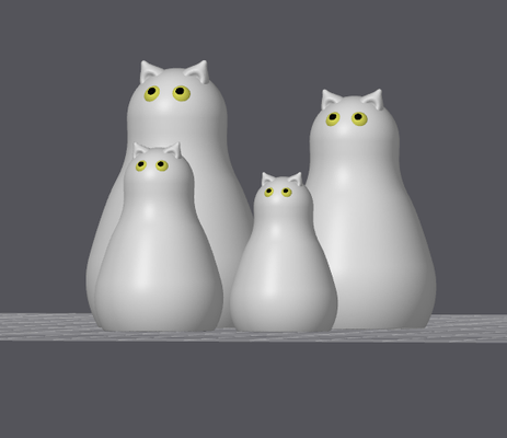 chaton famille porte clés arbre décoration by samactivité jouets jeux personnages chat kat 39 noir blanc 3d print model - Mito3D