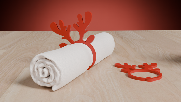 cervo anelado reindeer themed guardanapo anel perfeito véspera jantar by paolobonidesign casa festividades rena tabela festivo talheres botão suporte louça 3d print model - Mito3D