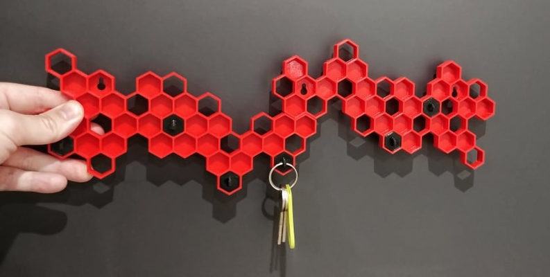 key holder - honey hexagon by pepkins753 household decor accessory wall 3d print model - Mito3D