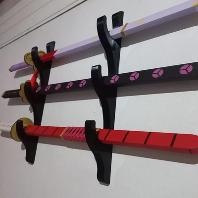 suporte de espadas by ggili household decor deco sword holder support bracket 3d print model - Mito3D
