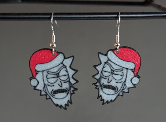 rick & morty santa earrings by krazi201 fashion earring jewellery rickandmorty christmas keychain 3d print model - Mito3D