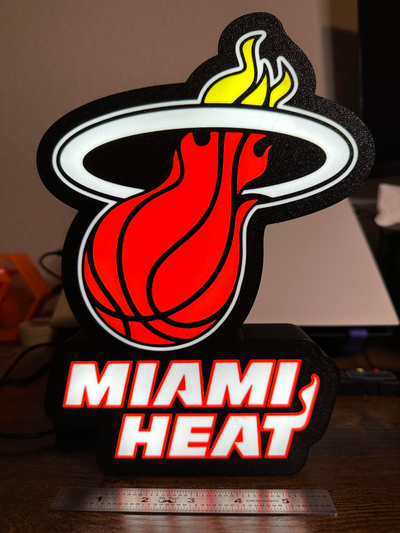 miami chaleur boite lumière by geek génie collectif art panneaux logos boîte basketball signe logo floride led cadeau 3d print model - Mito3D