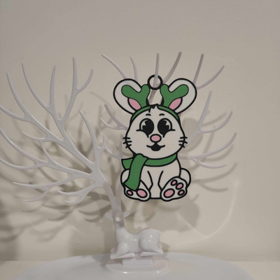 noel tavşan by tatmin edici sanat 2d 2023 hayvan şirin christmasdeco dekoru 2024 3d print model - Mito3D
