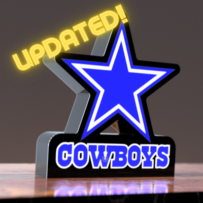 dallas cowboys led lightbox v2 by mfdesigns3d art signs & logos 3d print model - Mito3D