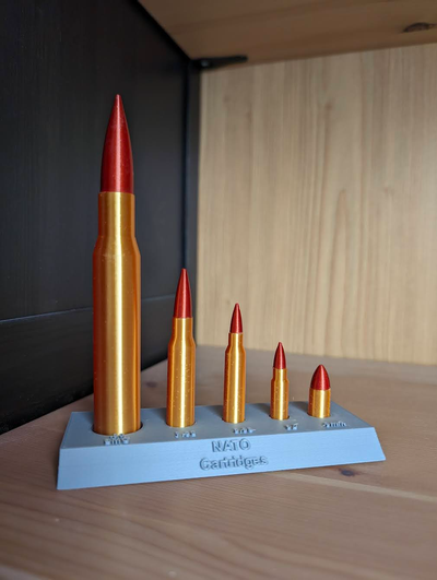 ammo display - nato small arms by otakumx art models casing bullet cartridge 50 cal 223 556 9mm organization collection 3d print model - Mito3D